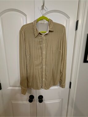 Silky velvet Beige Button-Up Shirt - medium